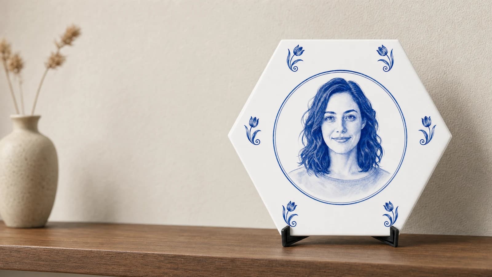 Hexagon Delft Blue Photo Tile