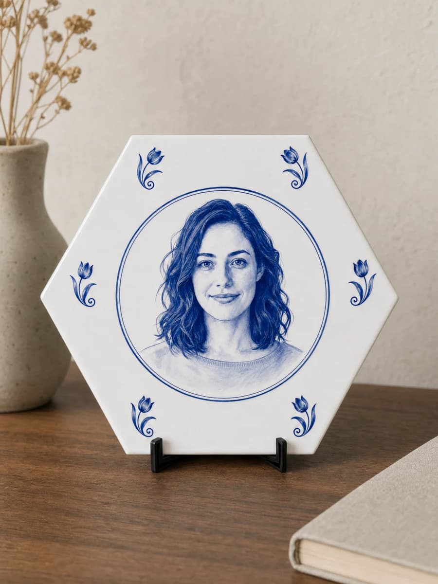 Hexagon Delft Blue Photo Tile
