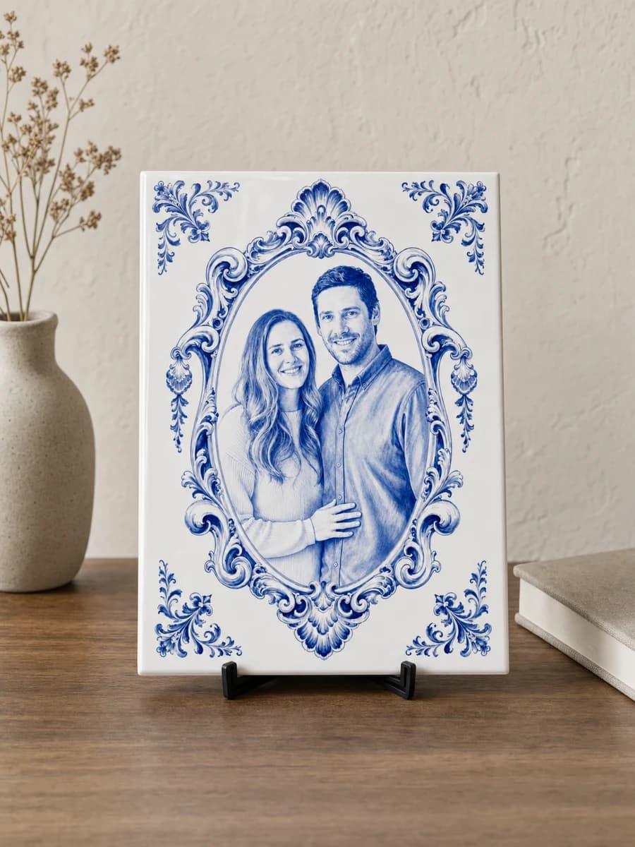 Rectangular Delft Blue Photo Tile