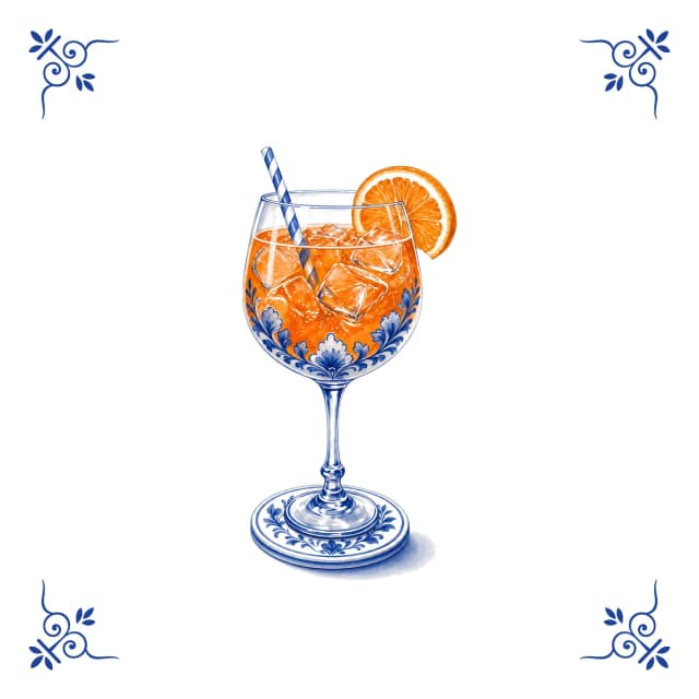 Aperol spritz, Delft blue tile
