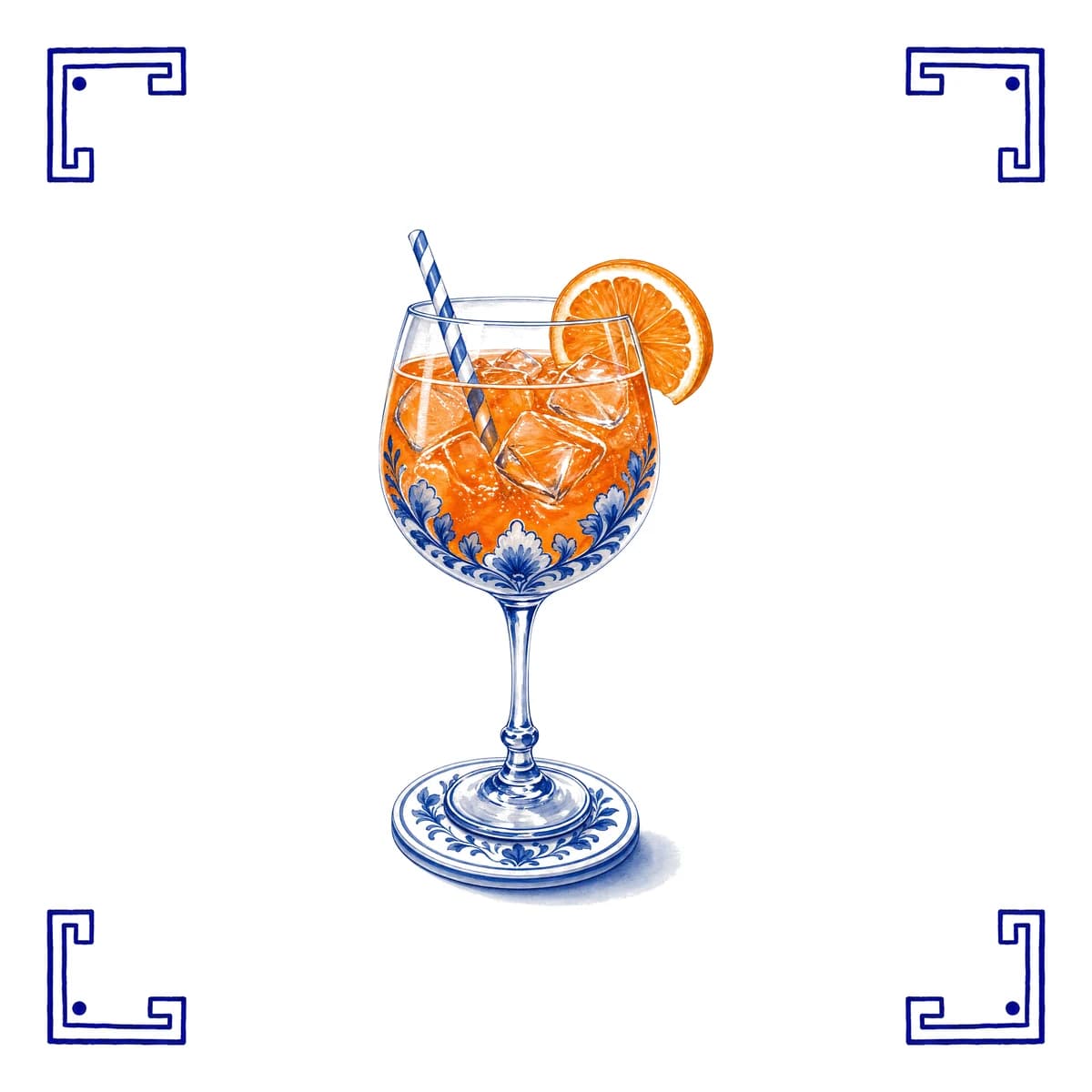 Aperol spritz – Delft blue tile