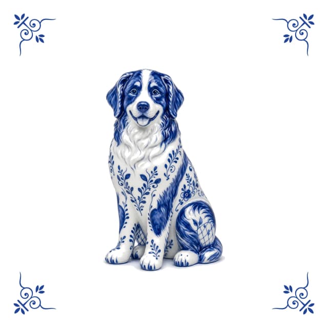Bernese mountain dog, Delft blue tile