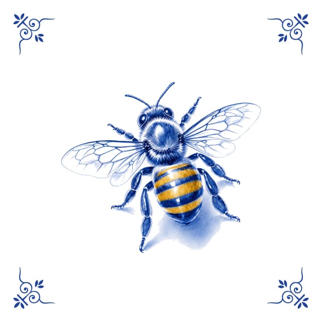 Honeybee, Delft blue tile