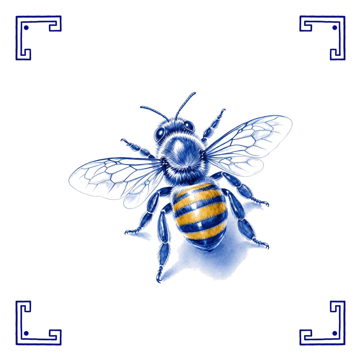Honeybee – Delft blue tile