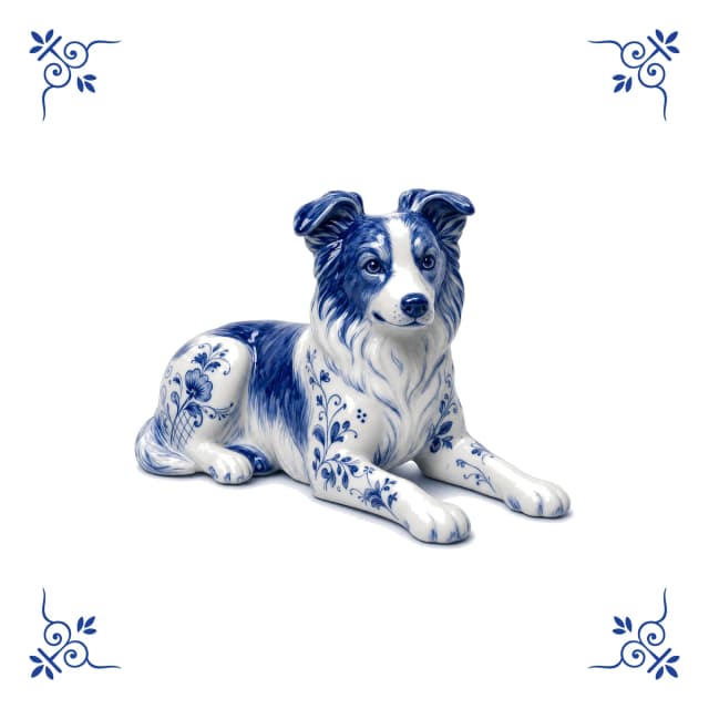 Border collie, Delft blue tile