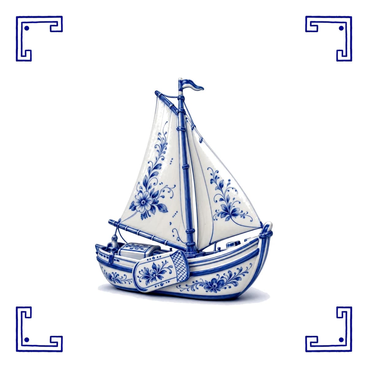 Dutch sailing barge – Delft blue tile