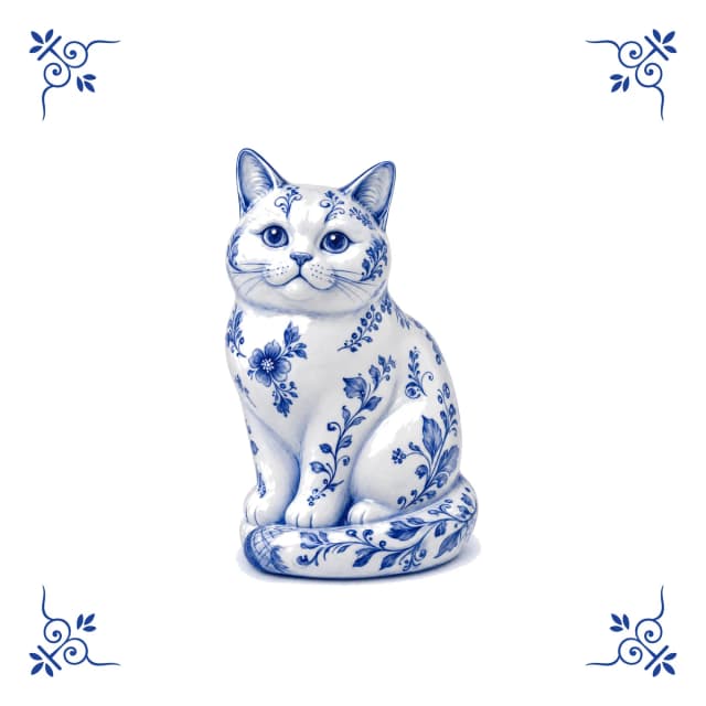 British shorthair, Delft blue tile