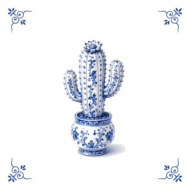 Cactus, Delft blue tile