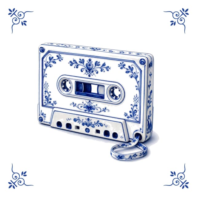 Cassette tape, Delft blue tile