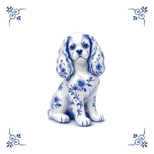 Cavalier King Charles, Delft blue tile