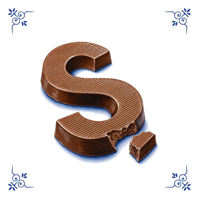 Chocolate letter, Delft blue tile
