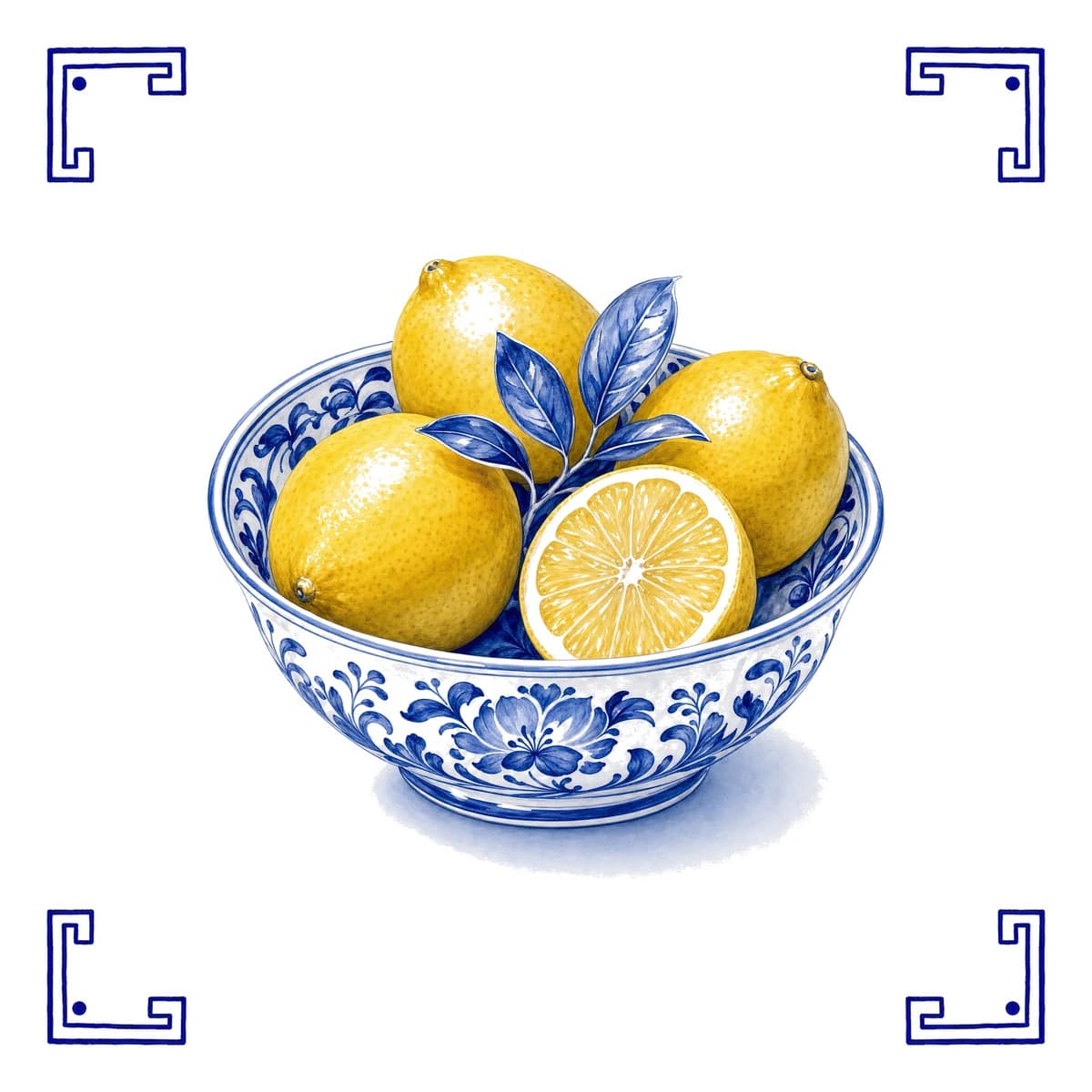Lemons – Delft blue tile