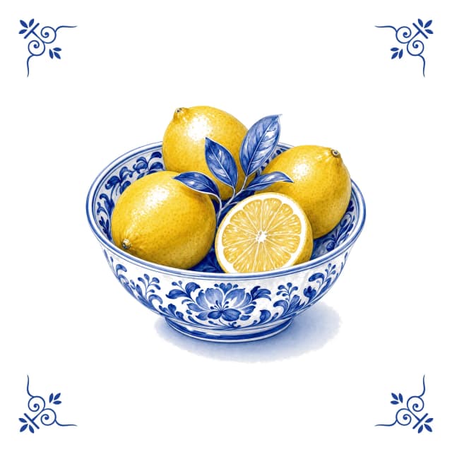 Lemons, Delft blue tile