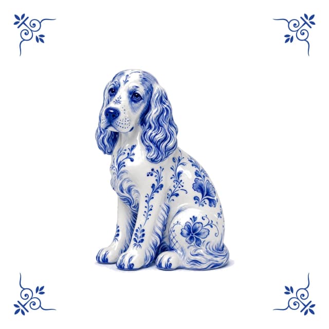 Cocker spaniel, Delft blue tile