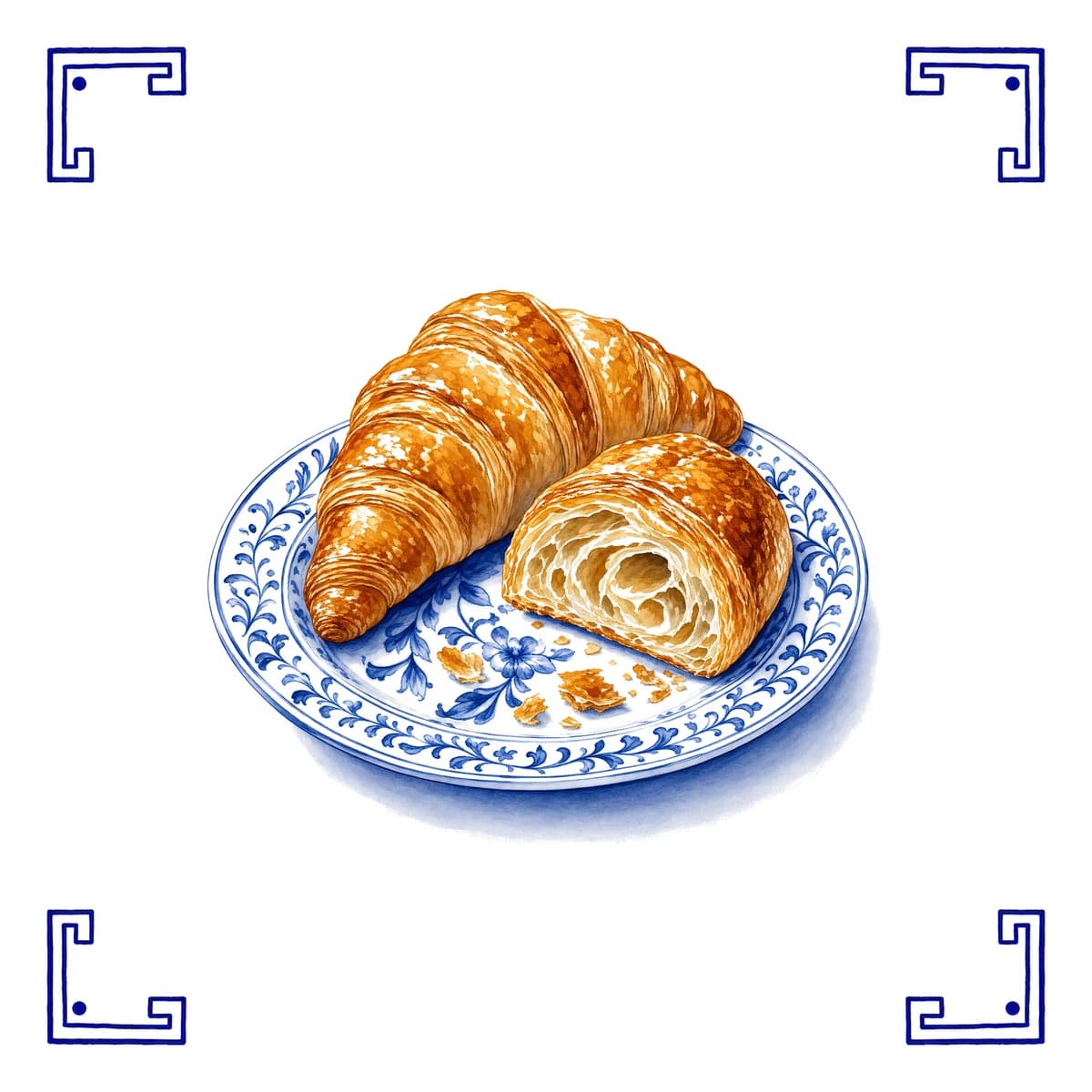 Croissants – Delft blue tile