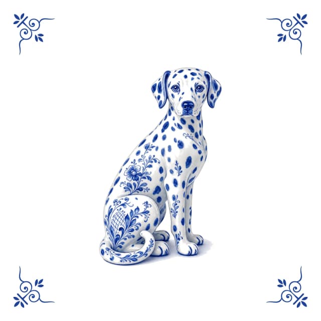 Dalmatian, Delft blue tile