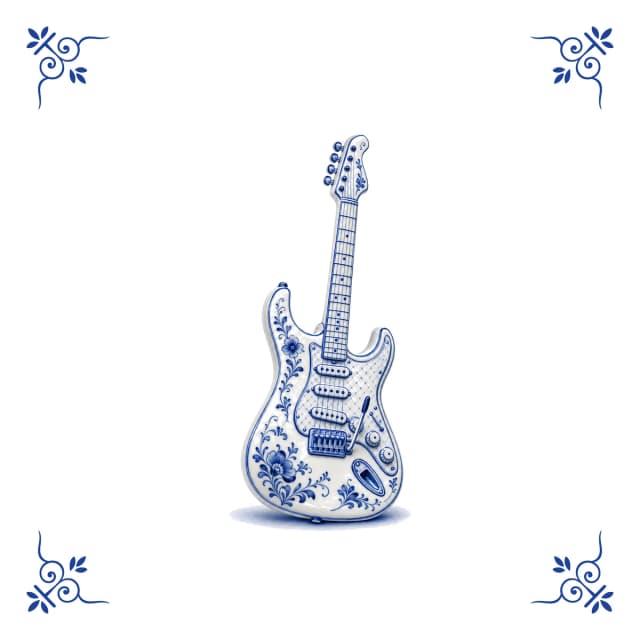 Electric guitar, Delft blue tile