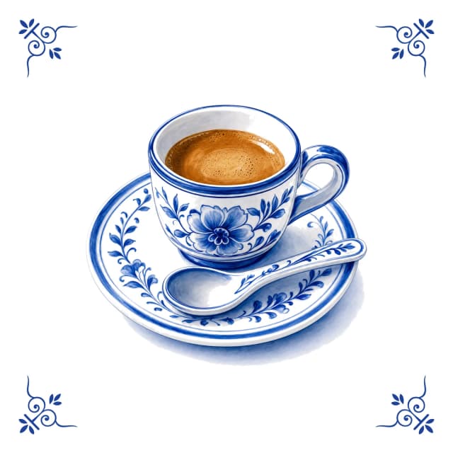 Espresso, Delft blue tile