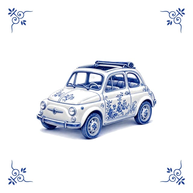Classic Fiat 500, Delft blue tile