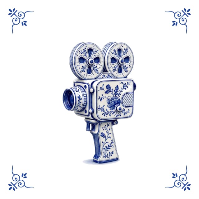 Film camera, Delft blue tile
