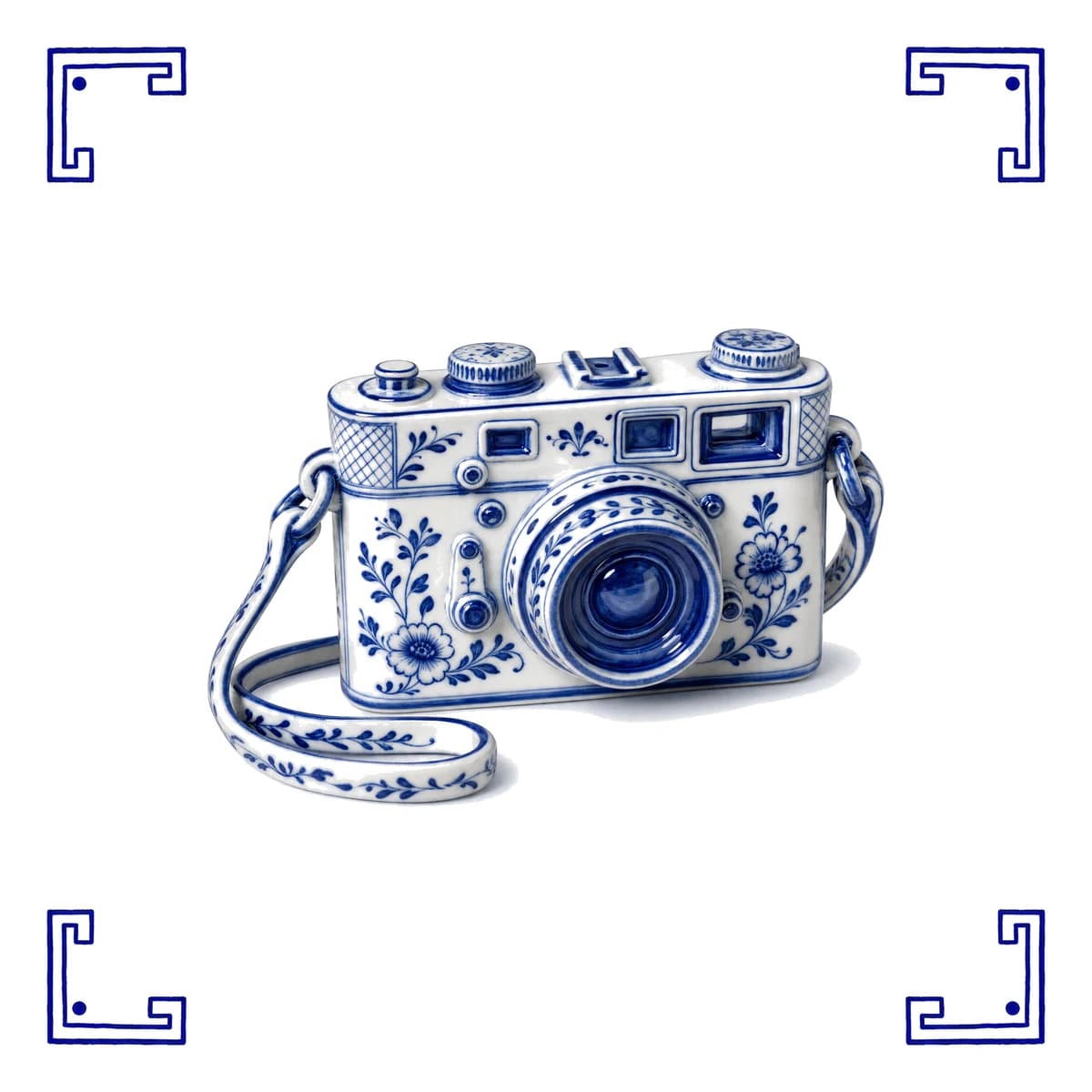 Vintage camera – Delft blue tile