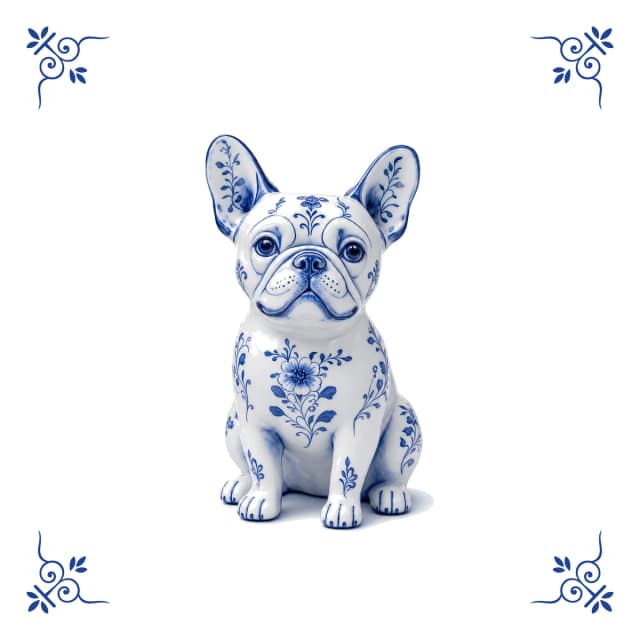 French bulldog, Delft blue tile