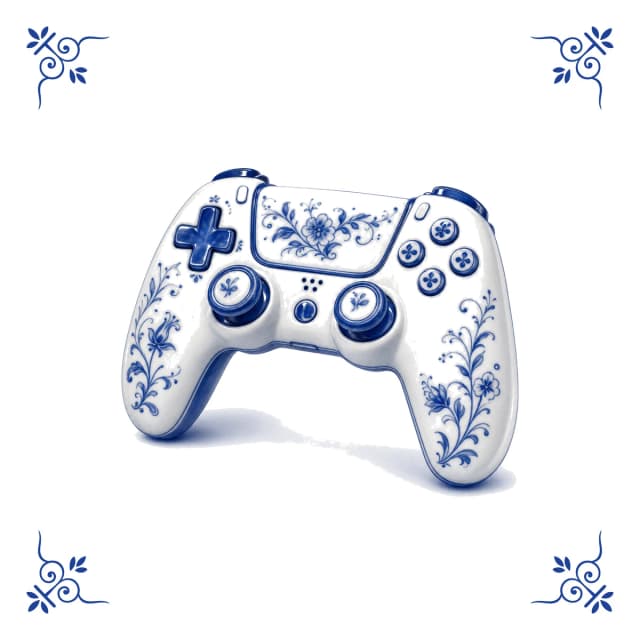 Game controller, Delft blue tile