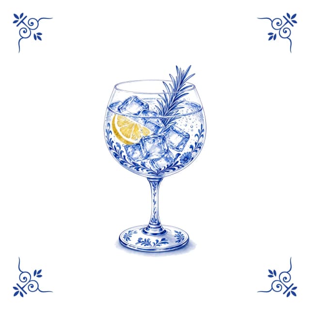 Gin & tonic, Delft blue tile