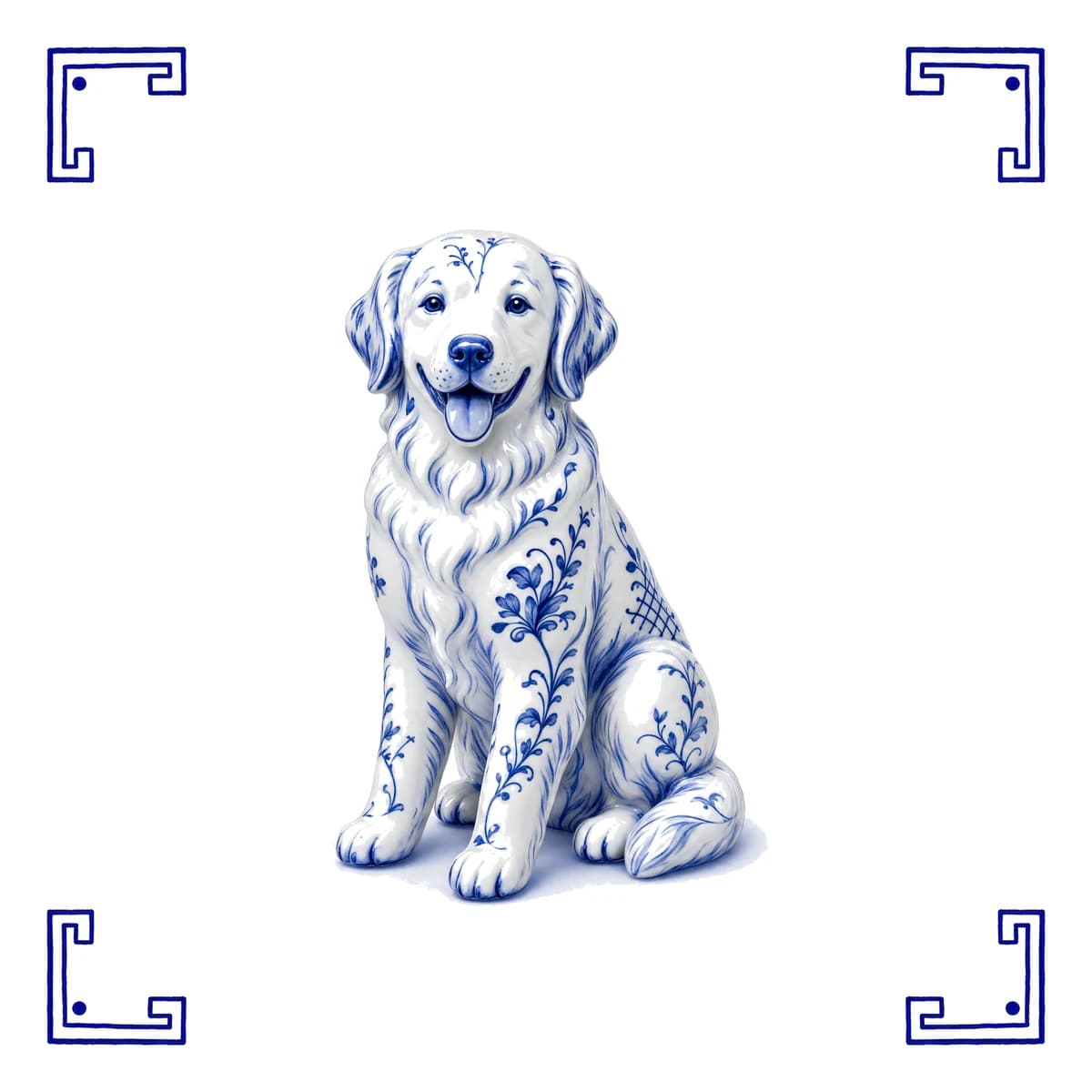 Golden retriever – Delft blue tile