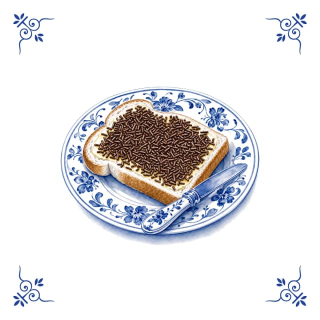 Bread with chocolate sprinkles, Delft blue tile