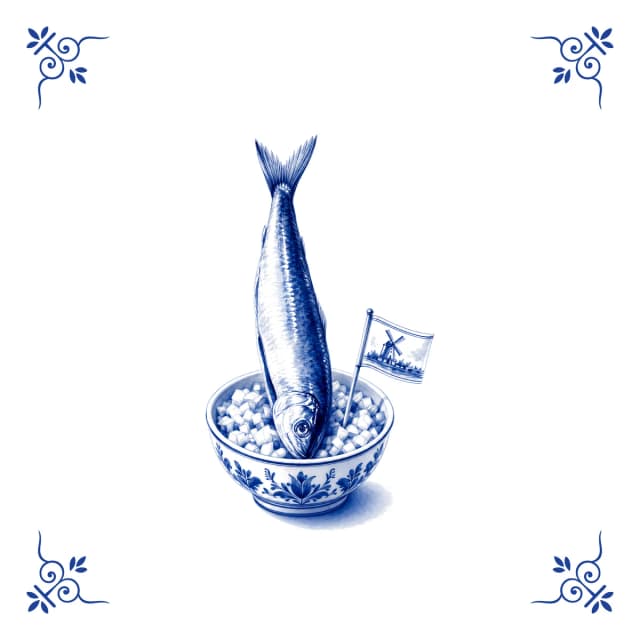 Dutch herring, Delft blue tile