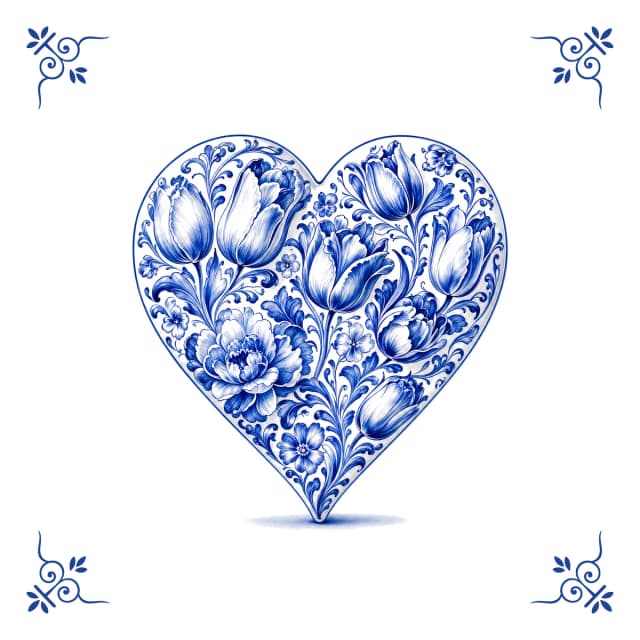 Heart, Delft blue tile