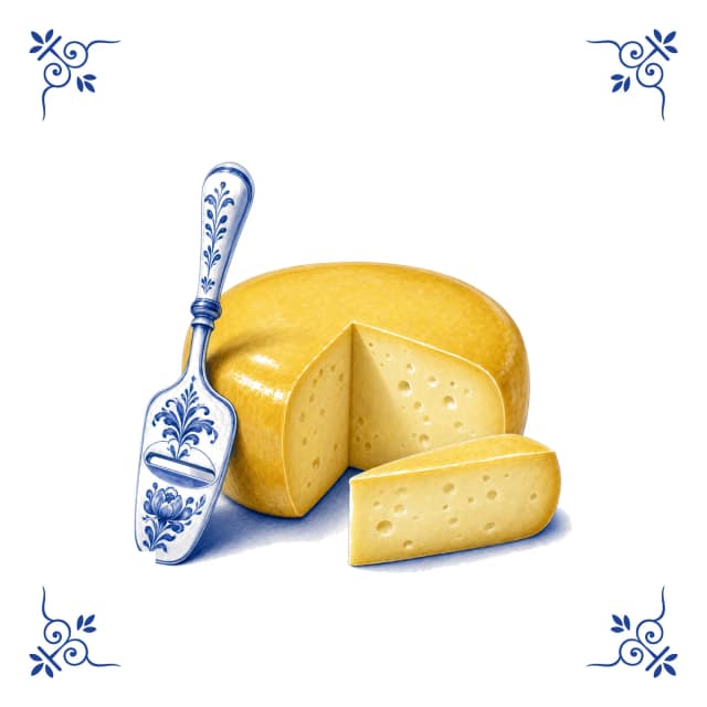 Dutch cheese, Delft blue tile