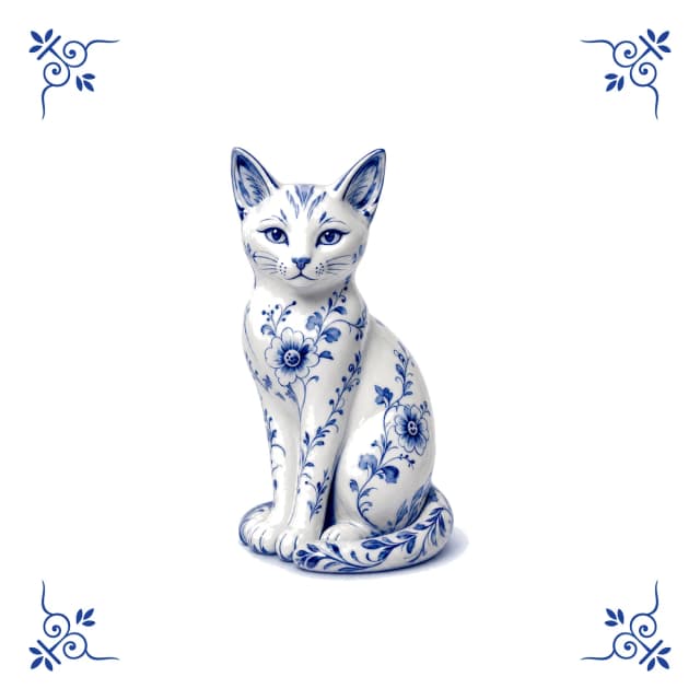 Cat, Delft blue tile