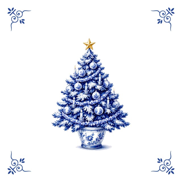 Christmas tree, Delft blue tile
