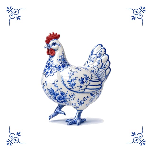 Hen, Delft blue tile