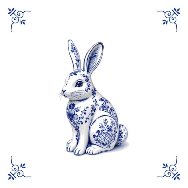Rabbit, Delft blue tile