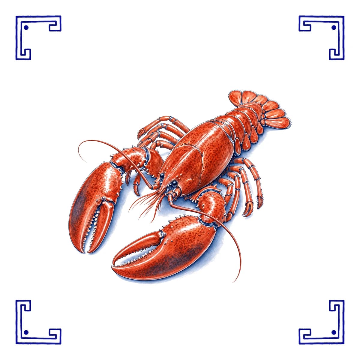 Lobster – Delft blue tile