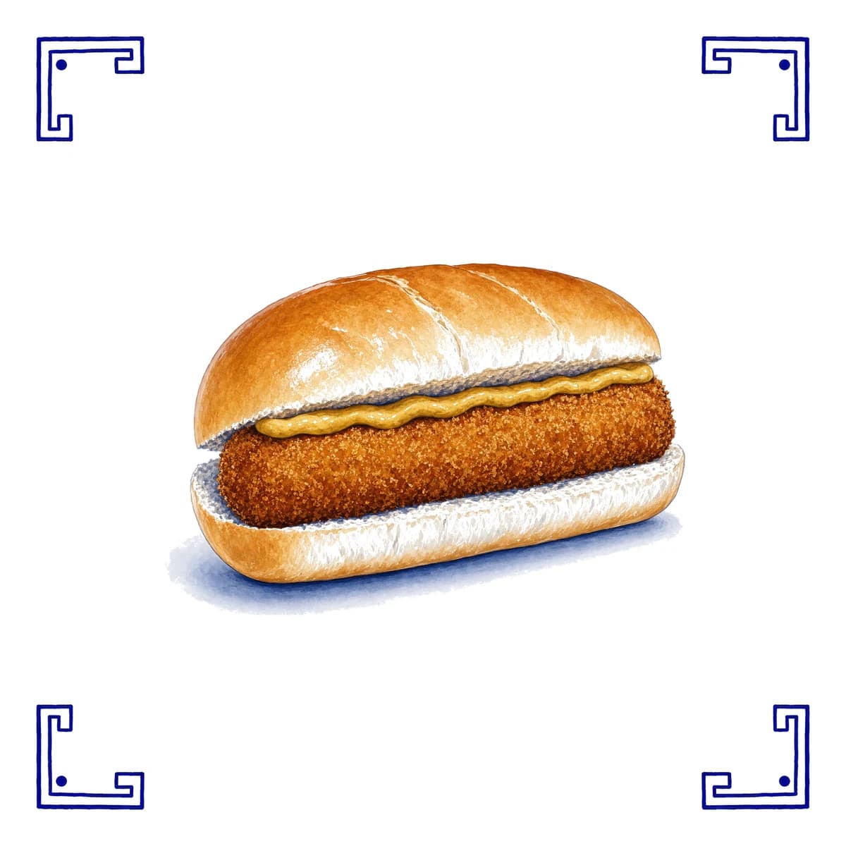 Croquette sandwich – Delft blue tile