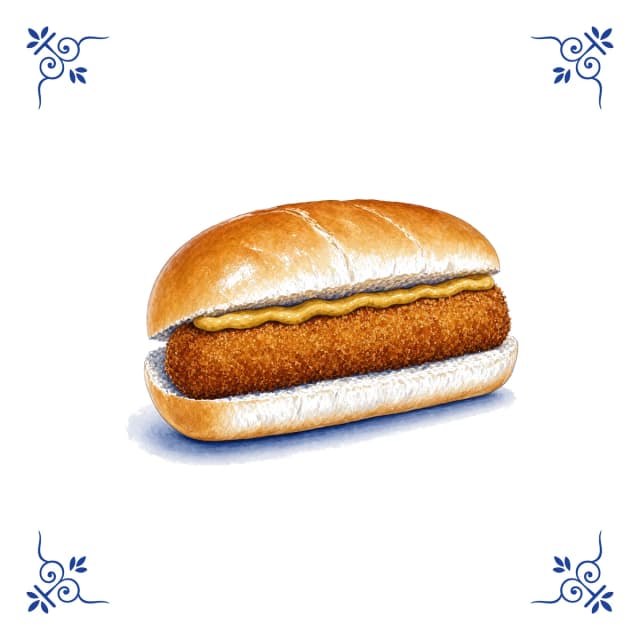 Croquette sandwich, Delft blue tile