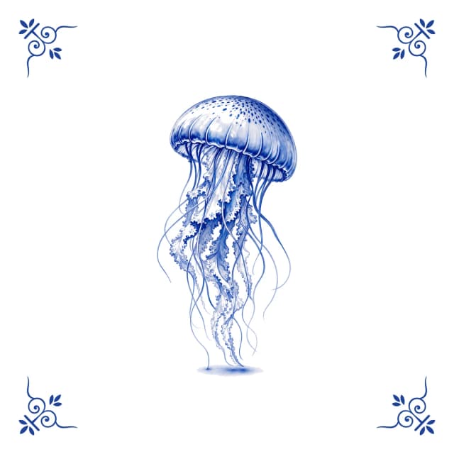 Jellyfish, Delft blue tile