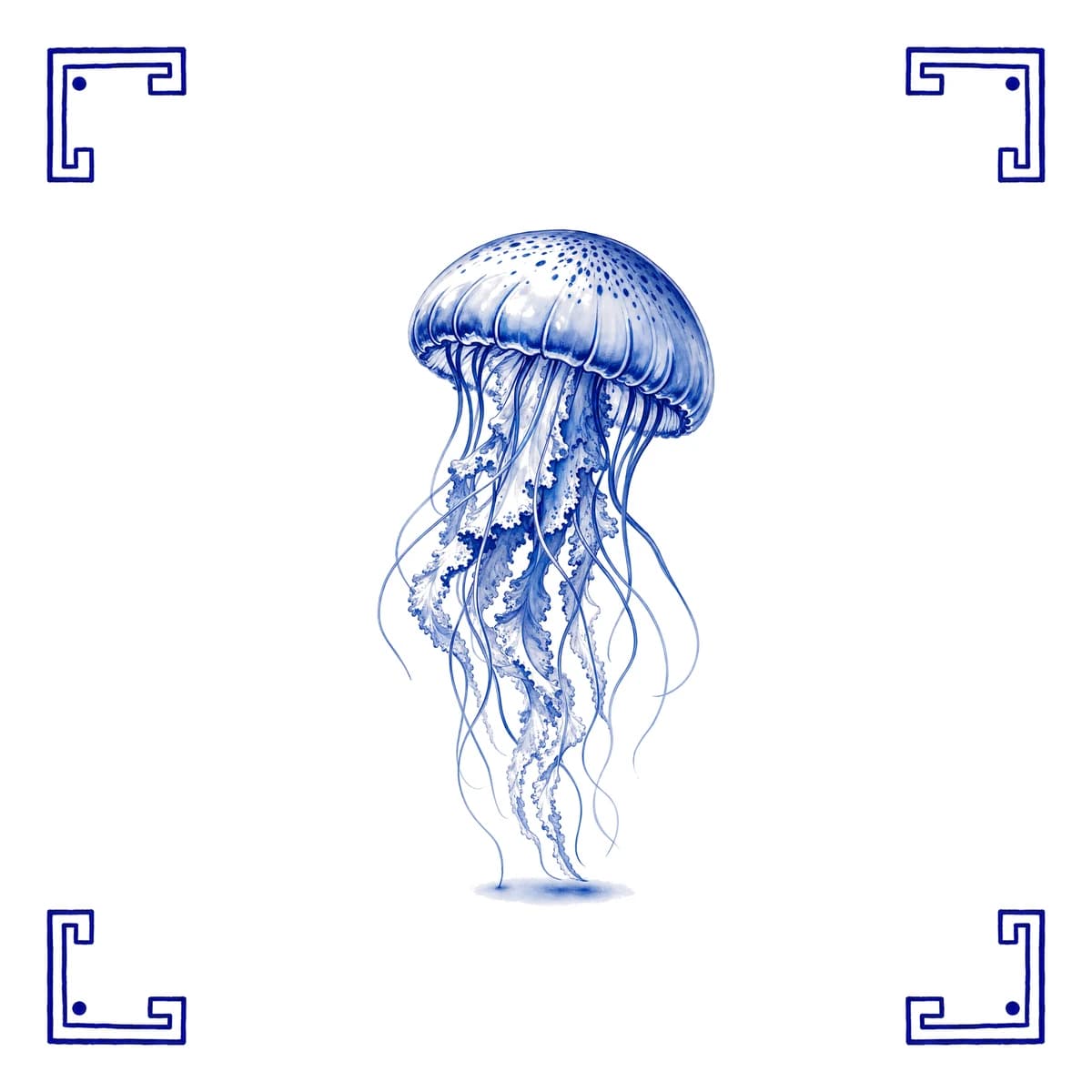 Jellyfish – Delft blue tile