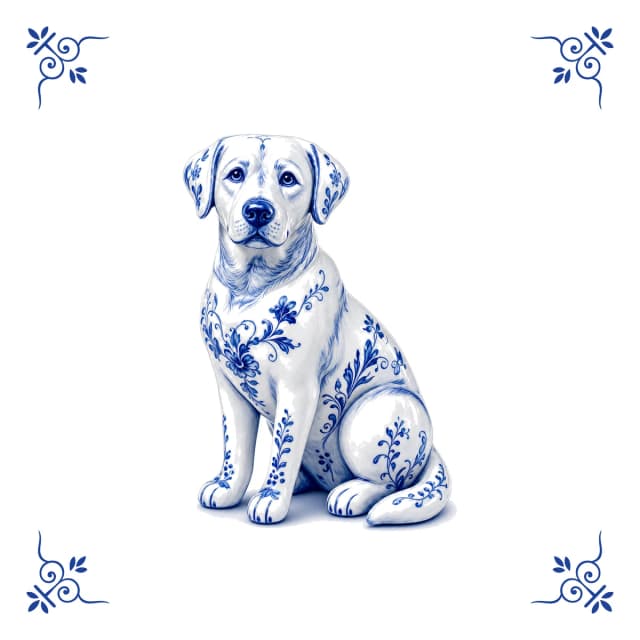Labrador, Delft blue tile