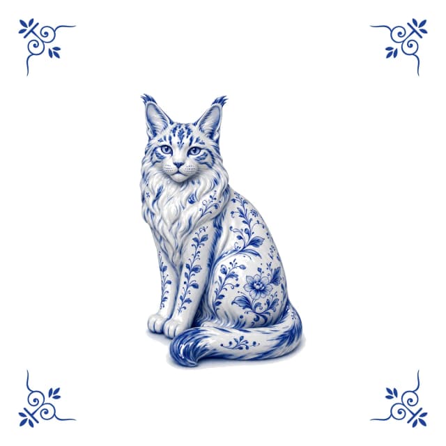 Maine coon, Delft blue tile