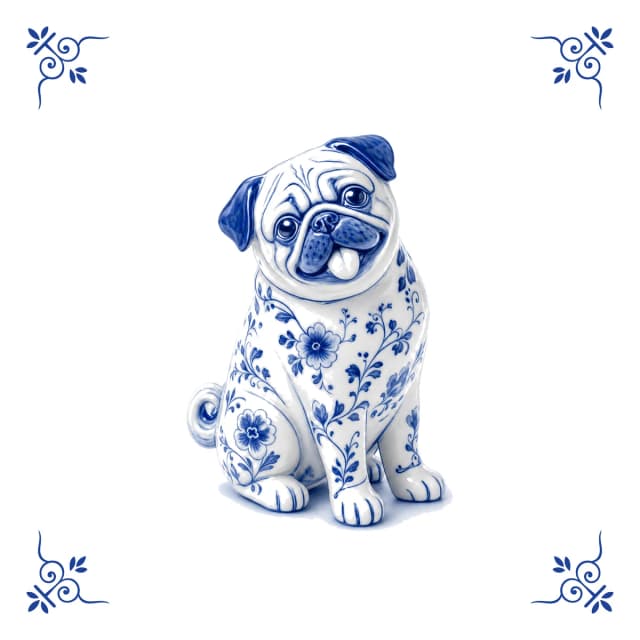 Pug, Delft blue tile
