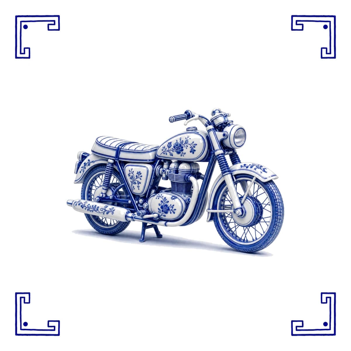 Classic motorcycle – Delft blue tile
