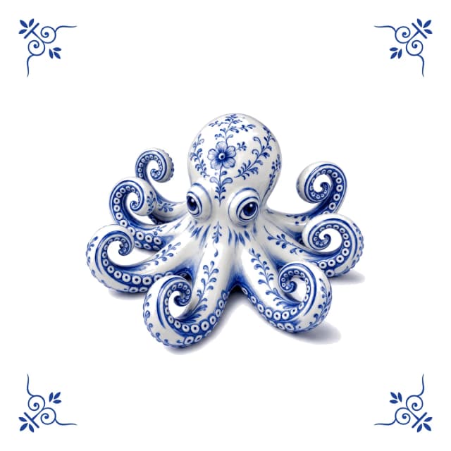 Octopus, Delft blue tile