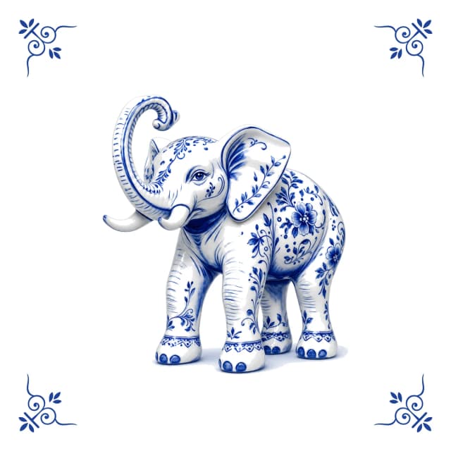 Elephant, Delft blue tile