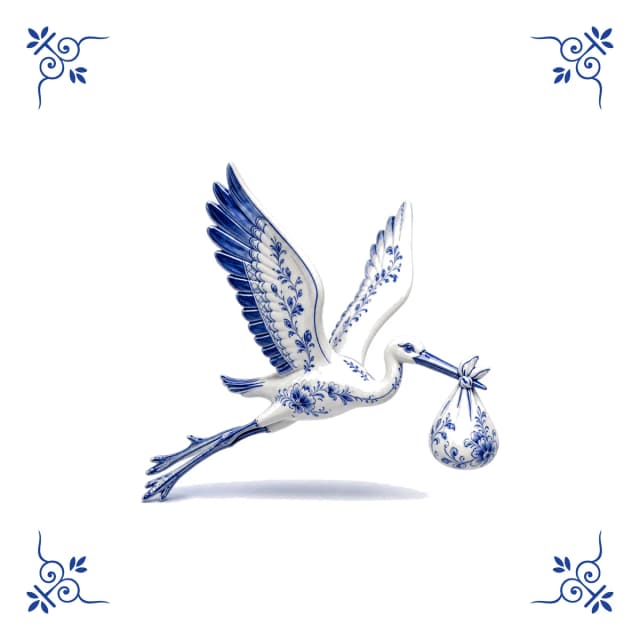 Stork, Delft blue tile