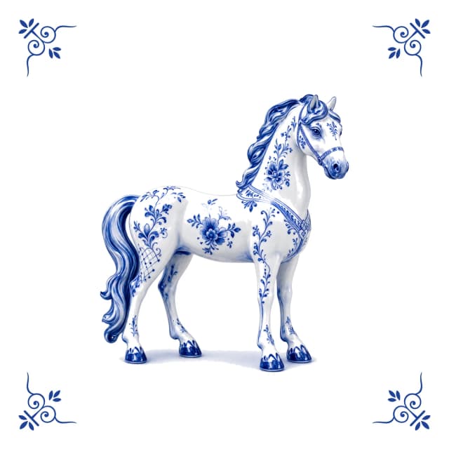 Horse, Delft blue tile